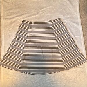 Banana Republic Navy Blue and White Striped A-Line Skirt